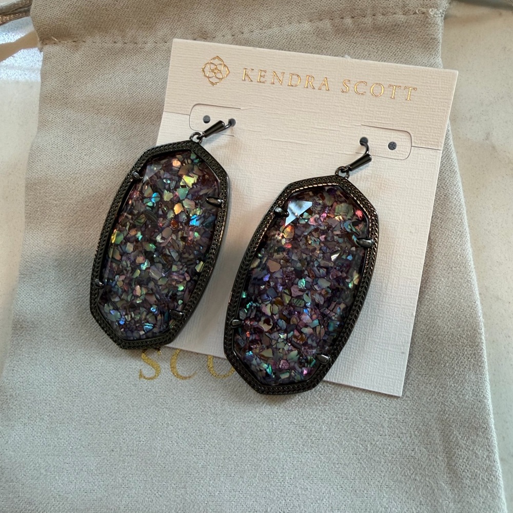 Kendra Scott prototype Danielle Earrings in purple crushed abalone